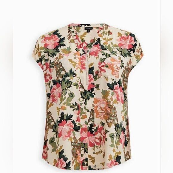 Torrid Womens Size 2 / 18-20 / 2x Georgette Zip-Front Dolman Blouse Flowy Dressy - Picture 14 of 14